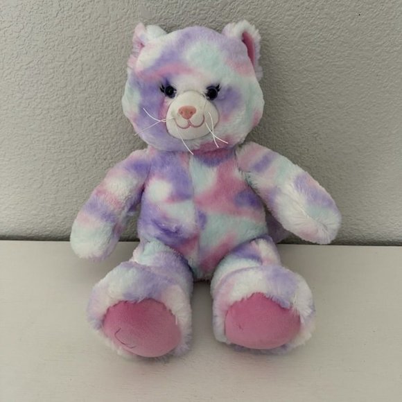 Build A Bear Plush Pastel Swirl Tie-Dye Kitty Cat Purple Pink Multi 16" - Picture 1 of 12